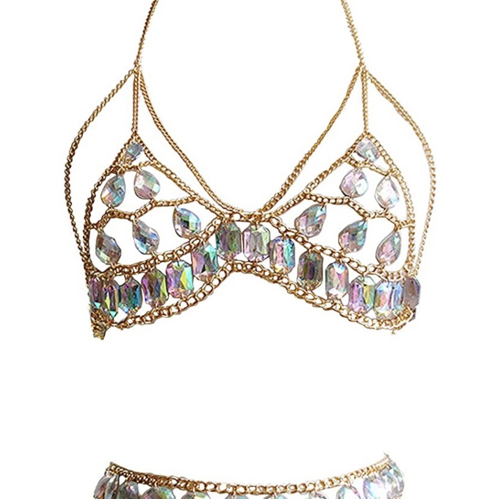 Rhinestone 2 piece rave set
